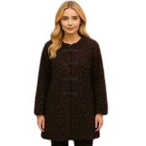 Fylo Coat Size Med Faux Fur Y2k Glam Luxury Black with Detailing Size Med